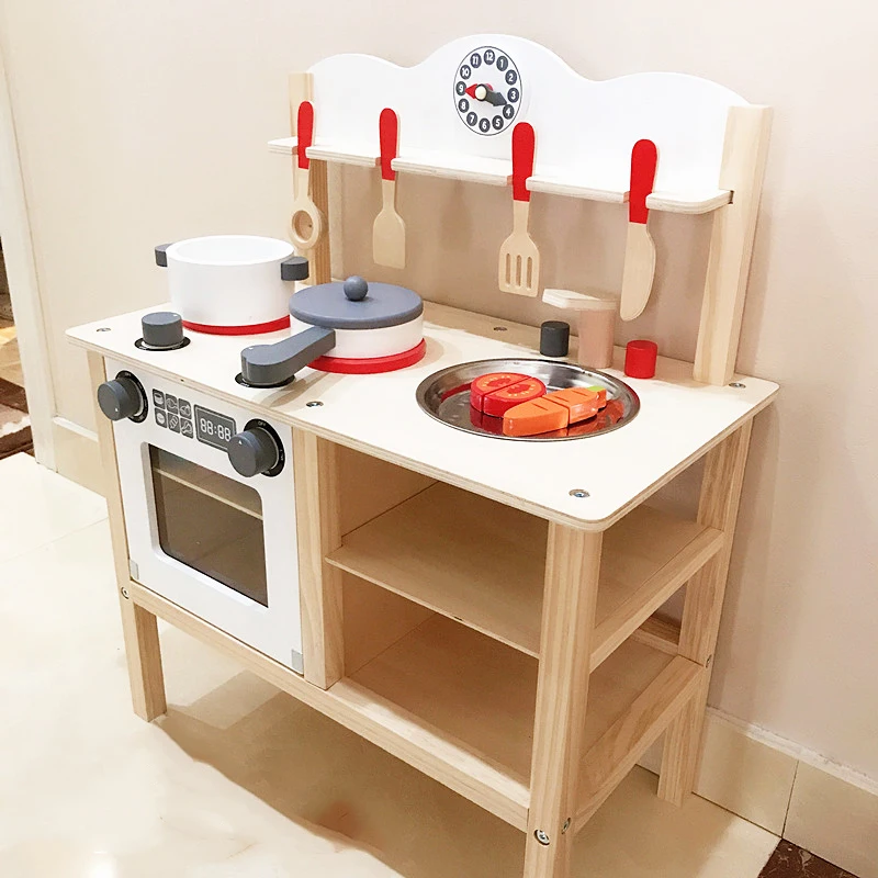 Детская деревянная кухонная игрушка ролевые игры Оригинальный Деревянный очаг стол кухонная посуда набор детский день рождения