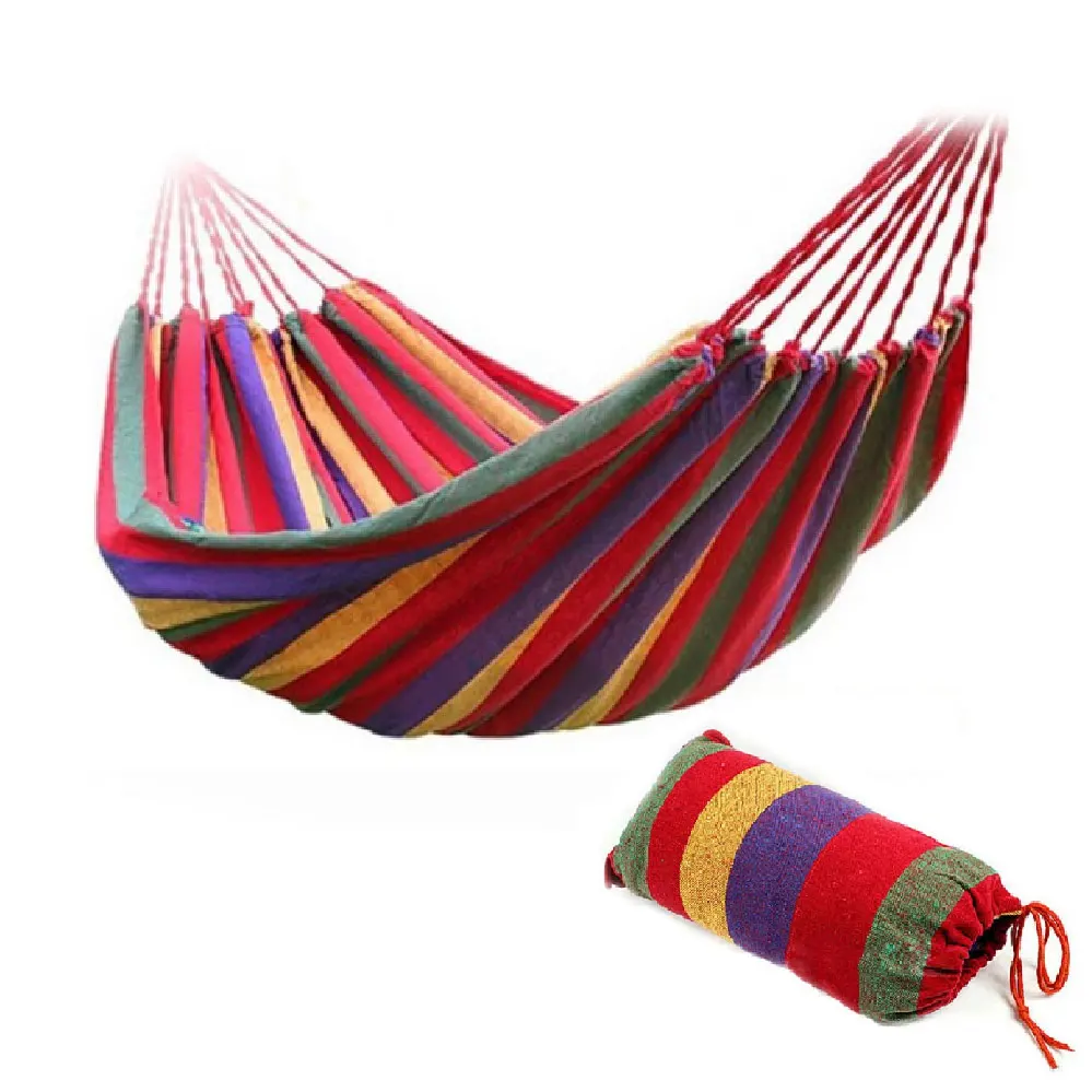 

2017 hot 190 x 80cm Hammock Portable Outdoor Garden Sports Home Travel Camping Swing Canvas Stripe Hang Bed Sticker Two colors