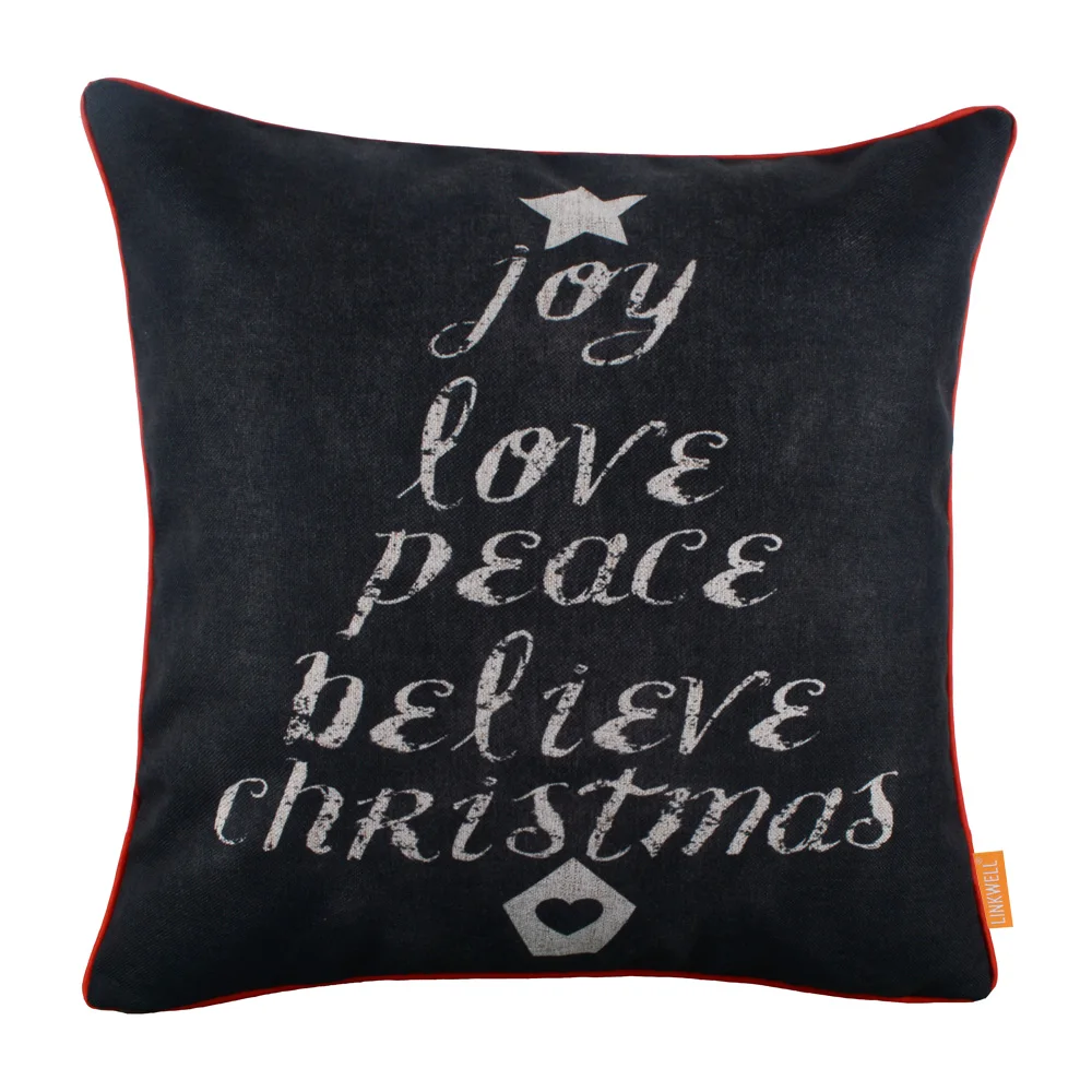LINKWELL 18x18 дюймов черная доска арт Joy Love Peace верь Рождественская елка льняная