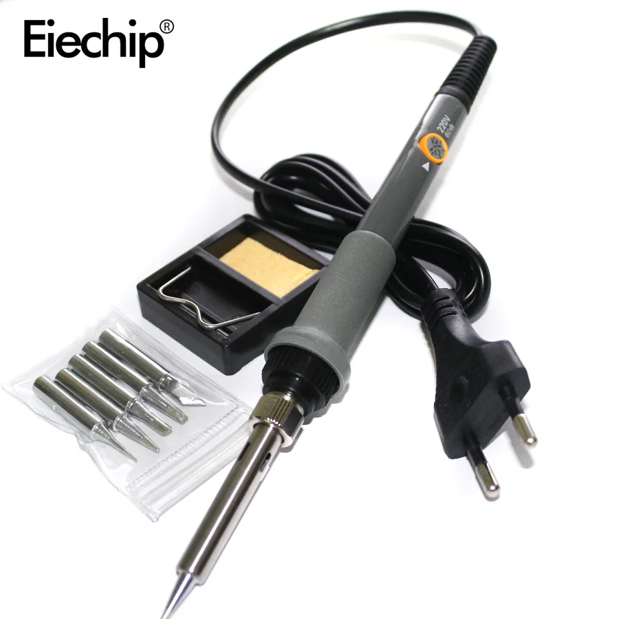 

EU Plug 220V 60W Electrical Soldering Iron Adjustable Temperature Soldering Gun Welding Rework Repair Tool With 5pcs Solder Tip