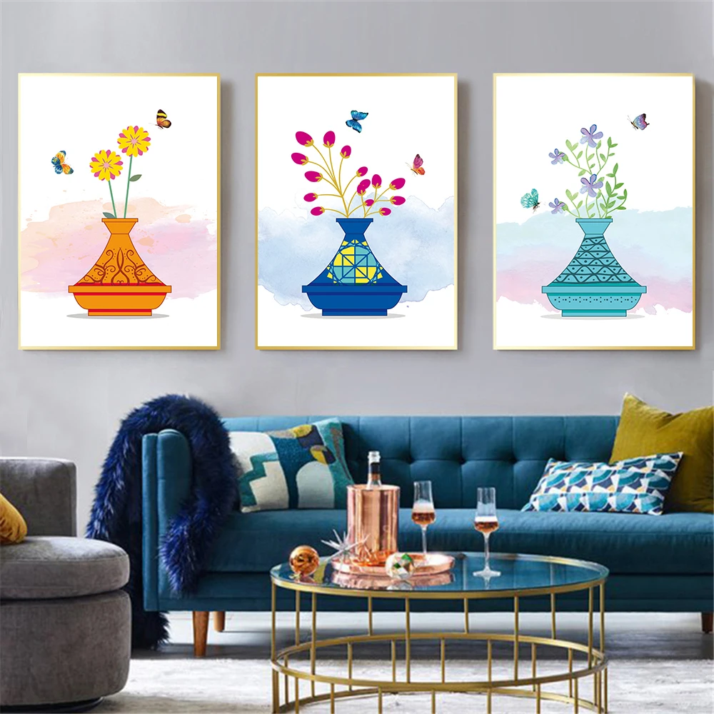 Flowers-Canvas-Artistic-Wall-Painting-Vase-Flower-Arrangement-Colorful-Animal-Butterfly-Home-Decoration-Painting-Poster (2)