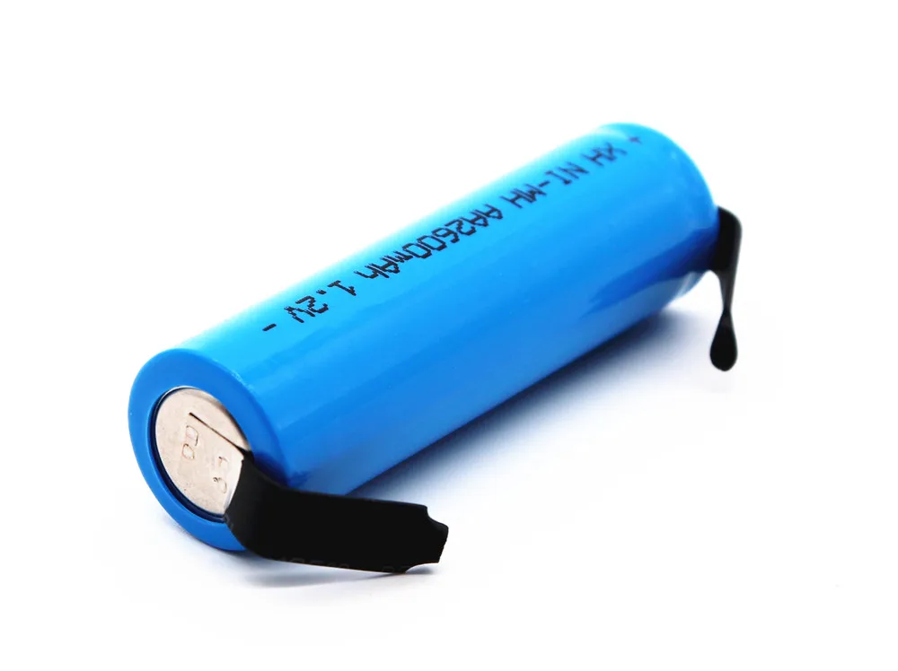 Новинка 1,2 V AA перезаряжаемая батарея 2600mah 2A Ni-MH с шарнирным штифтом паяльный лист электробритва батарея для зубной щетки