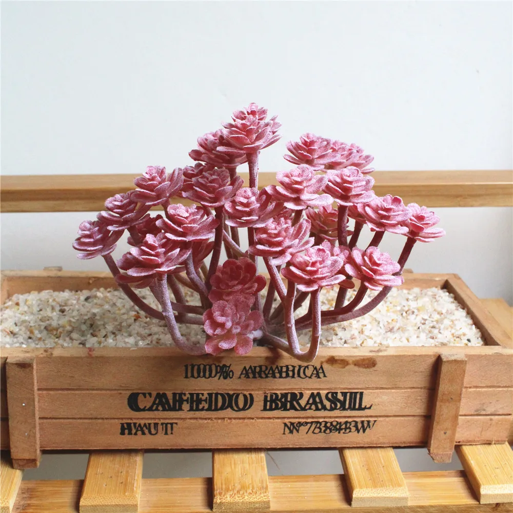 Height=15cm Diameter=12cm Large Artificial Succulents Plants Home Garden Office Bedroom Wedding Decoration Flocking Fake Plants - Цвет: Красный