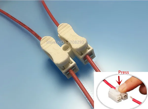 

50Pcs 220v 10a 2 pin Spring Wire Connector Splice LED Strip Light No Welding No Screw Connector Cable Crimp Clamp Terminal