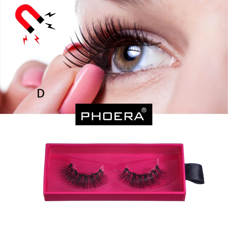 

PHOERA Magnetic Fiber Eye Lashes 3D Reusable Natural Ultra-thin Magnet False Eyelashes Handmade Extension Fake Eyelashes TSLM1