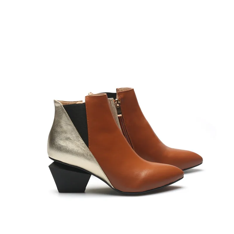 FEDONAS/женские ботинки «Челси» из натуральной кожи; брендовые теплые короткие ботильоны; сезон осень-зима; пикантные женские ботинки на высоком каблуке