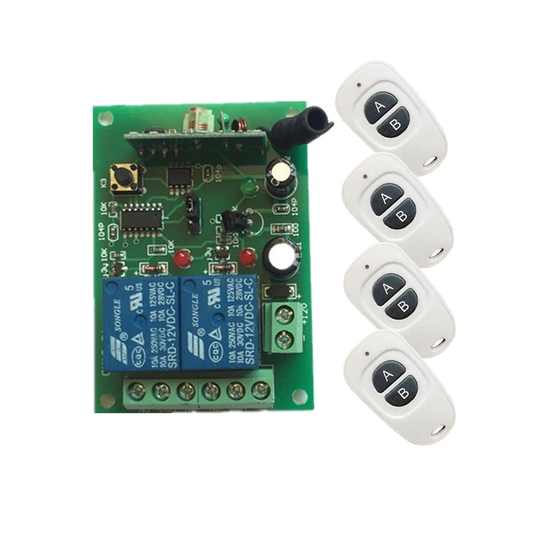 DC12V 2CH RF беспроводной мини переключатель релейный приемник пульты дистанционного