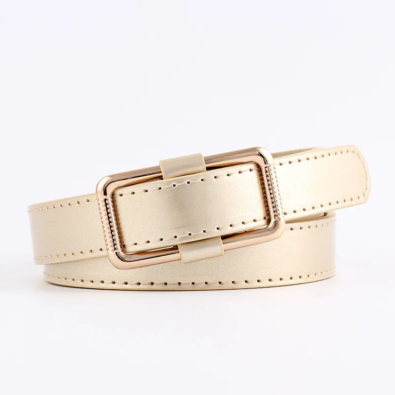 

Female Straps Leather Belt Waistband Cummerbund For Apparel Accessories Candy Color Metal Buckle Thin Casual Belt