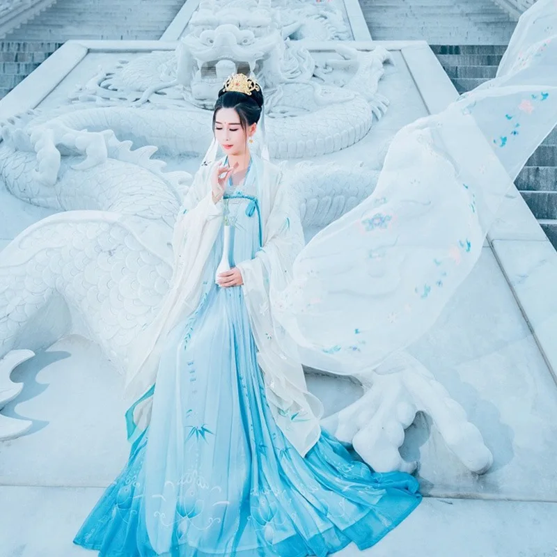 Летнее женское китайское платье hanfu, китайский древний костюм, традиционное женское платье hanfu и костюм для девочек