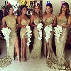 Save 11.9 on modabelle 5 Styles Mermaid Gold Bridesmaid Dresses High Slit Floor Length Wedding Guest Dress Sequins Robe Demoiselle D'honneur