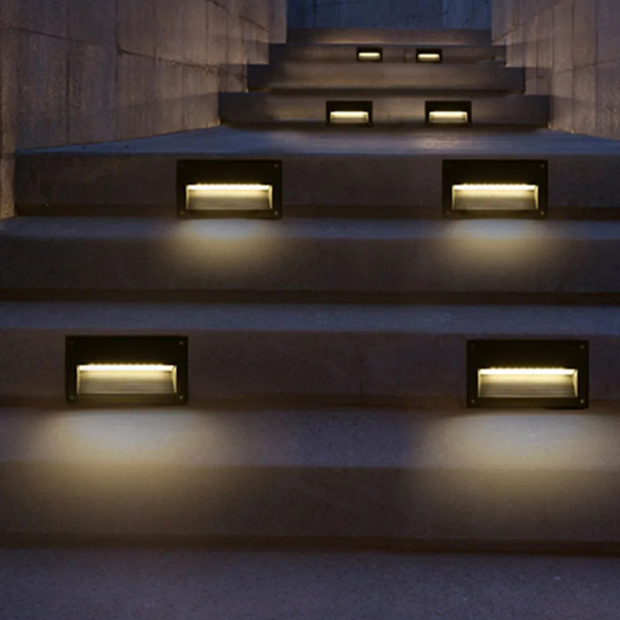 Thrisdar 3W 5W Outdoor LED Wall Lamp Recessed Led Step Stair Light IP65 Waterproof Wall Corner Light Porch Pathway LED Footlight