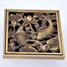 Best Price Antique Brass Anti-odor Floor Drain Fish Design Shower Drain 4" Square Bathroom Floor Waste Drain Water Drainer zhr081 Best Price Antique Brass Anti-odor Floor Drain Fish Design Shower Drain 4" Square Bathroom Floor Waste Drain Water Drainer zhr081