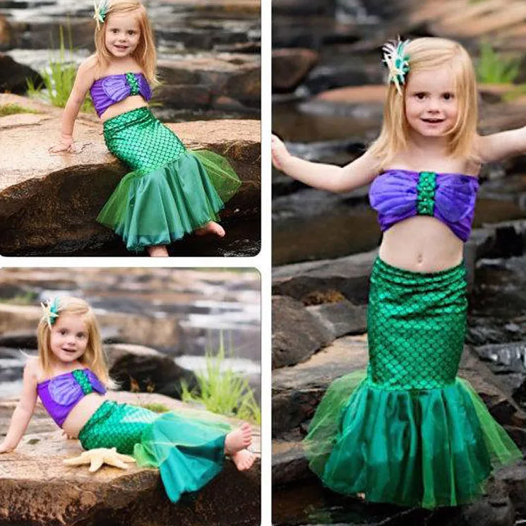 Emmababy Fashion Toddler Mermaid Girl Princess Dresses Comfort Party Cosplay Costume Girls Outfits Dropship