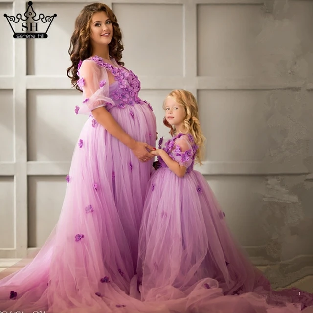 Mother Daughter Wedding Dresses Pregnant Women Photography
