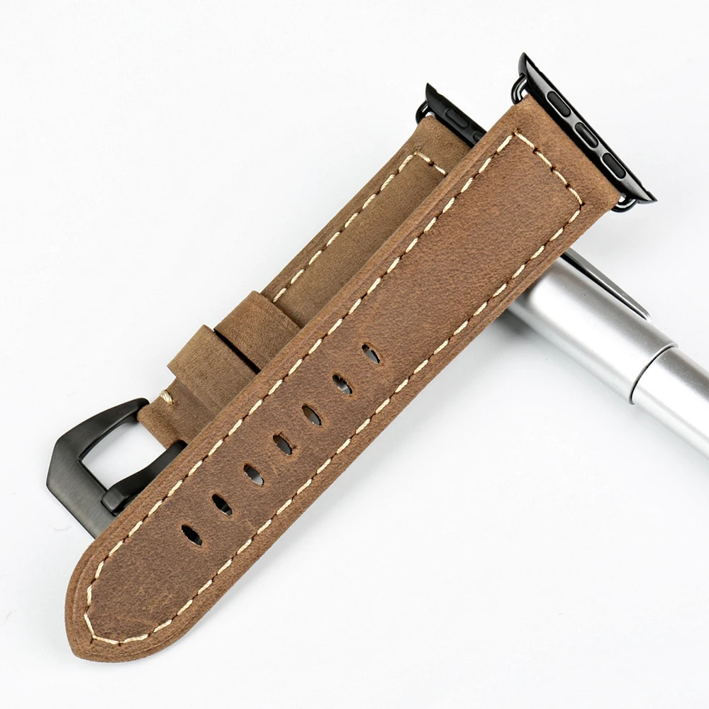 Ремешок MAIKES из натуральной коровьей кожи для Apple Watch браслет наручных часов 44 мм 40