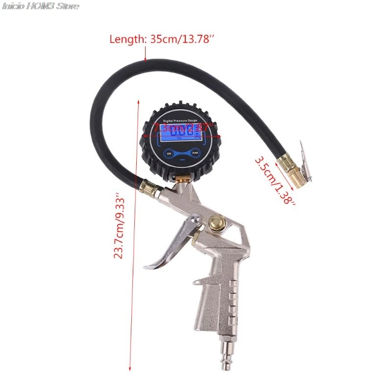 Cena Cyfrowa pompka do opon z manometrem, wężem i uchwytem zaciskowym do samochodu ciężarówka van motocykl motor