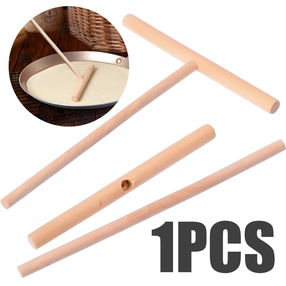 Mayitr 5 inch Wooden Crepe Maker Pancake Batter Spreader Stick DIY Home Kitchen Tool Baking Pastry Tools