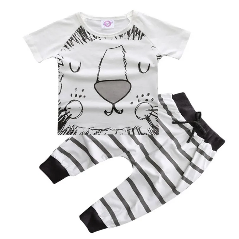 Autumn baby boy clothing set fashion short-sleeved letter T-shirt+ Skull Pants 2pcs newborn baby boy clothes set YAA034
