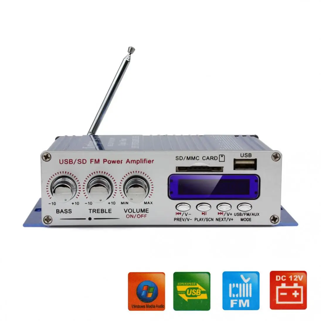 New HY-400 12V Car Digital Display Power Amplifier Support USB / SD Card Input with Remote Control