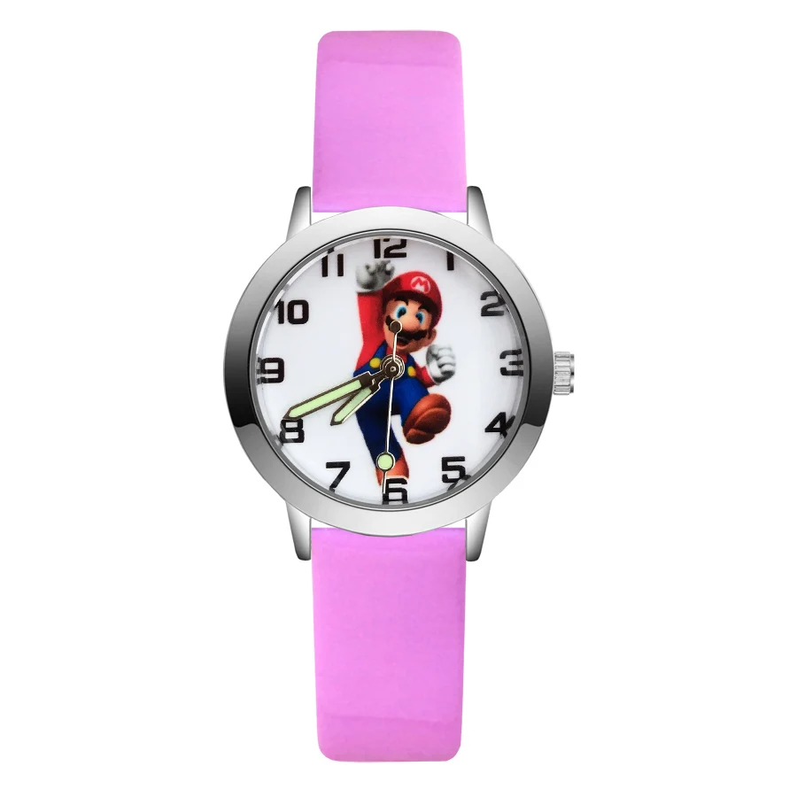 

Fashion Cute Mario style Children's Watches Kids Student Girls Boys Quartz leather Wrist Watch Clcok JA120