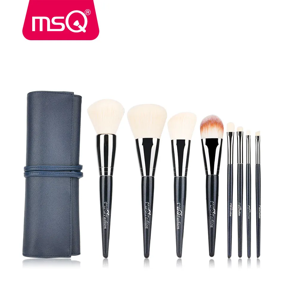 

MSQ 8pcs Makeup Brushes Set Powder Foundation Make Up Brush Eye Shadow Lip Cosmetics Tool Thicker Copper With PU Leather Case