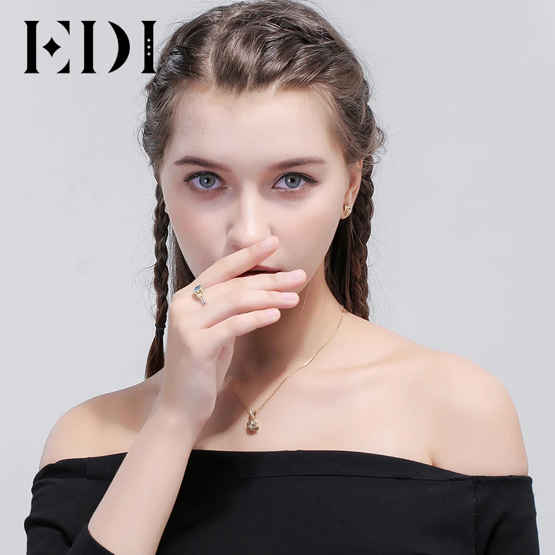 EDI Genuine Moissanites Diamond 14k 585 Rose Gold Stud Earrings Rose Floral Female Wedding Fine Jewelry