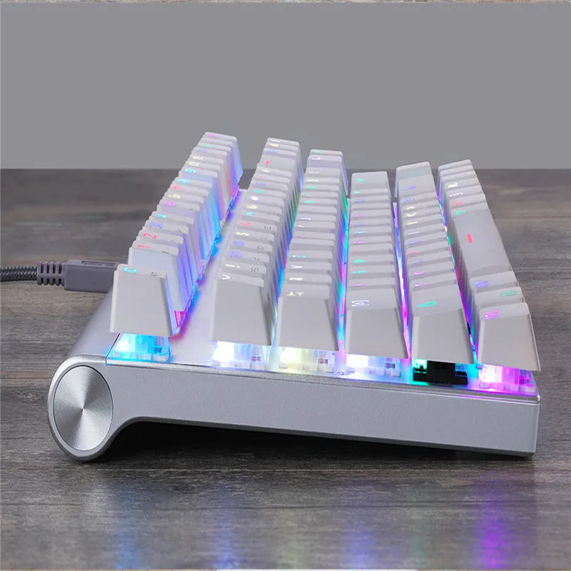  Motospeed CK101 Wired Mechanical Keyboard Metal 87Keys RGB Blue Red Switch Game LED Backlit Tablet 