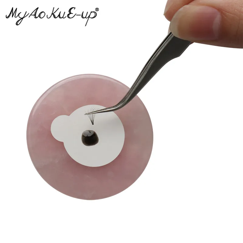 

Pink Jade Stone Glue Pad Gasket Eyelash Extension Tool Adhesive Stand Holder Pallet Eyelash Glue Pallet Stand Holder Makeup Tool