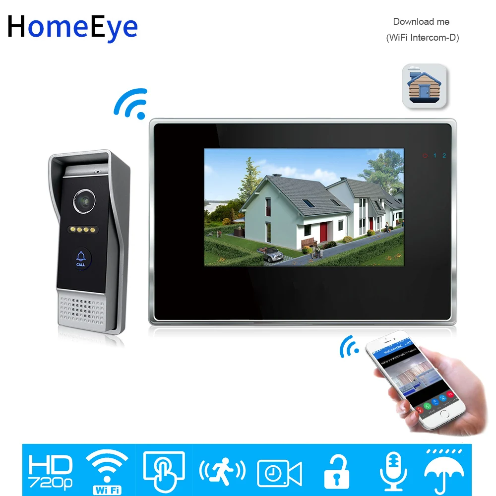 HomeEye 7 дюймов 720P WiFi IP видео домофон домашняя система контроля доступа Android IOS приложение дистанционного разблокирования сенсорный экран