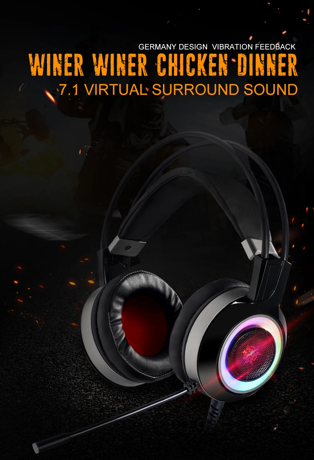 Hexgeares GH102 7,1 стерео RGB Light Shock отзывы Игровые наушники USB PC телефон Auriculares Mic Gaming Bass Наушники