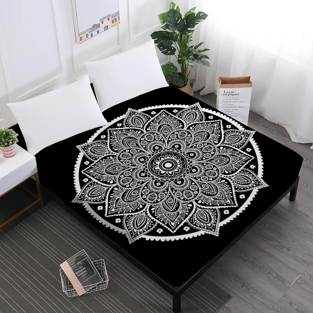 Постельное белье класса люкс Mandala Hamsa Натяжные простыни с ручным принтом богемный