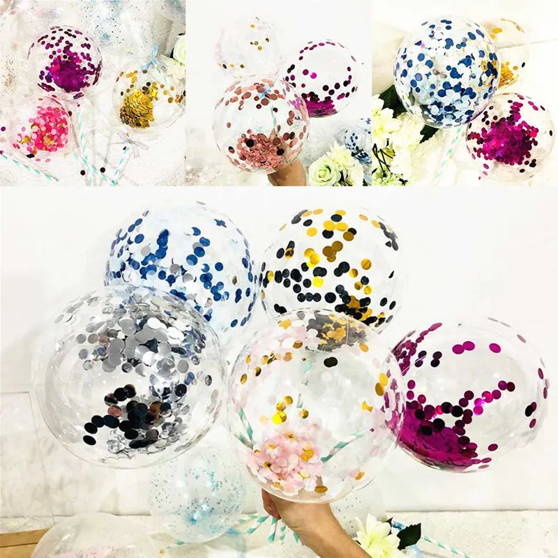 3 шт./партия 5 дюймов прозрачные надувные шары с 1 см конфетти мяч для дня рождения украшения детский душ баллоны для девочек
