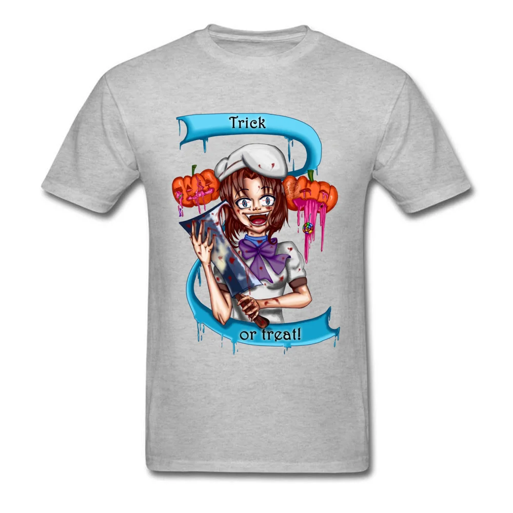 Trick or treat! Rena Ryuuguu Tops T Shirt Dominant O-Neck Group Short Sleeve 100% Cotton Men T Shirts Casual T Shirt Trick or treat! Rena Ryuuguu grey