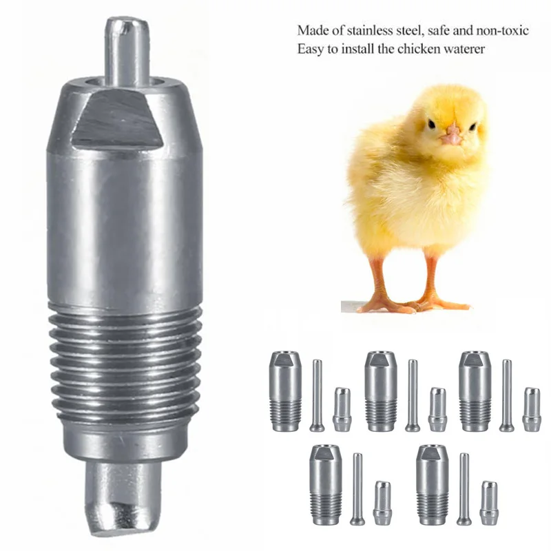 

5PCS Pet Animal ChickenStainless Steel Steel Column Water Dispenser Nipples Rabbit Drinking Water Accessories Equipment