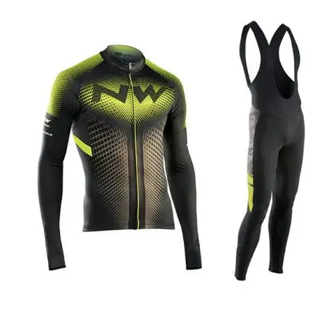 

NW 2019 Pro team Cycling Jersey Quick Dry Spring autumn Long Sleeve Jerseys And Cycling Bib Pants Set Cycling Clothes Breathable