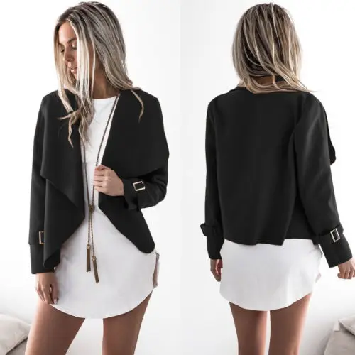 

Women Long Sleeve Waterfall Cape Lapel Long Cardigan Jacket Coat Autumn Clothes