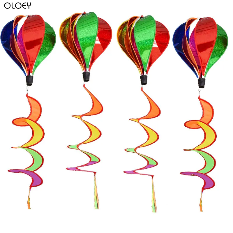 

OLOEY Rainbow Rotating Hot Air Balloon Windmill Windmill Outdoors Kindergarten Christmas Decoration Handmade Children's Toys