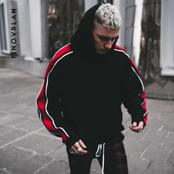 

2018 New brand Kanye West Hoodie Streetwear Hip Hop stripe Hooded Hoody Mens Hoodies Sweatshirts Oversized size tops
