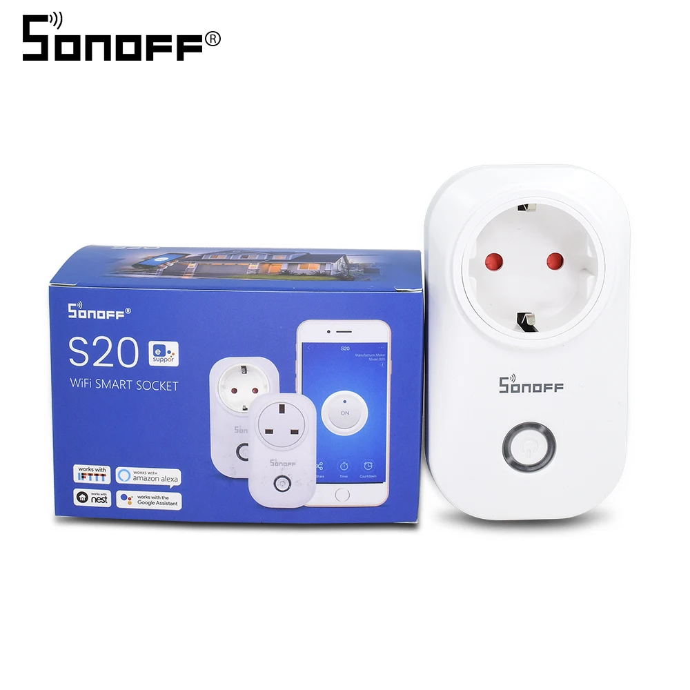 Itead Sonoff S20 WI FI разъем модуль коммутатора Великобритании США ЕС АС розетка