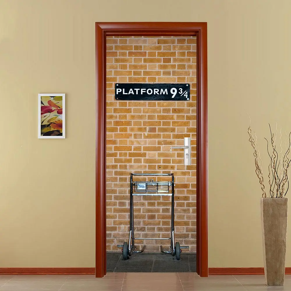 Новейшие 3D креативные наклейки на дверь на платформе DIY Фреска самоклеющиеся обои съемный водонепроницаемый плакат наклейки для домашнего декора