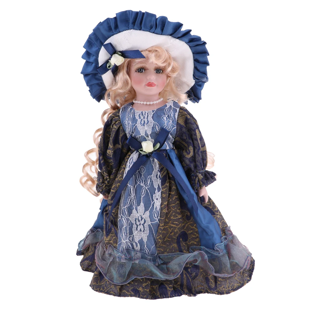 30cm Porcelain Victoria Doll Standing Collectible Doll Ceramics Girl Dolls Kids Gift Toy