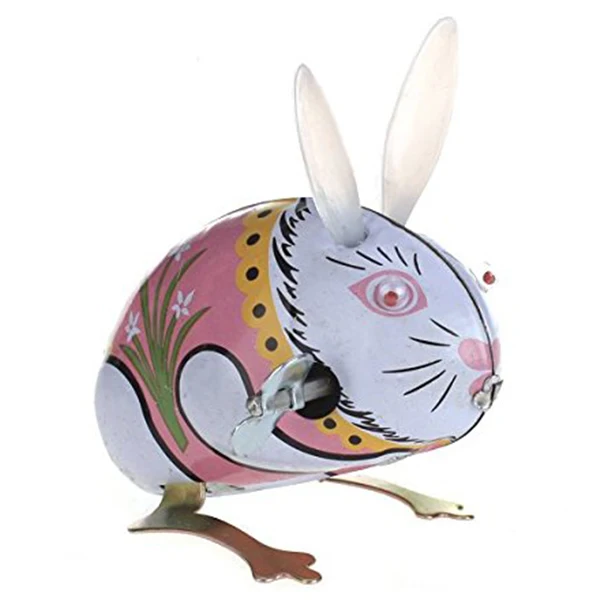 Toy Mechanical Old Metal Rabbit Chick Frog Bird Collection Gifts for Children 2