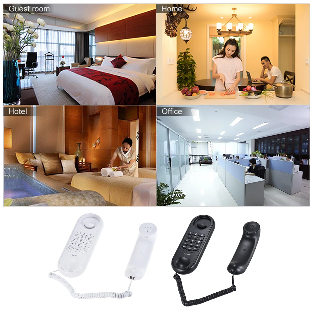 

Portable Corded Telephone Phone Telephones Pause/ Redial/ Flash Wall Mountable Base Handset for House Home Call Center Office