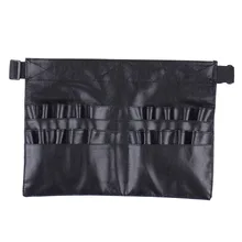 Hot Selling Black leather case Professional Cosmetic Makeup Brush Apron Bag Artist Belt Strap Holder Makeup