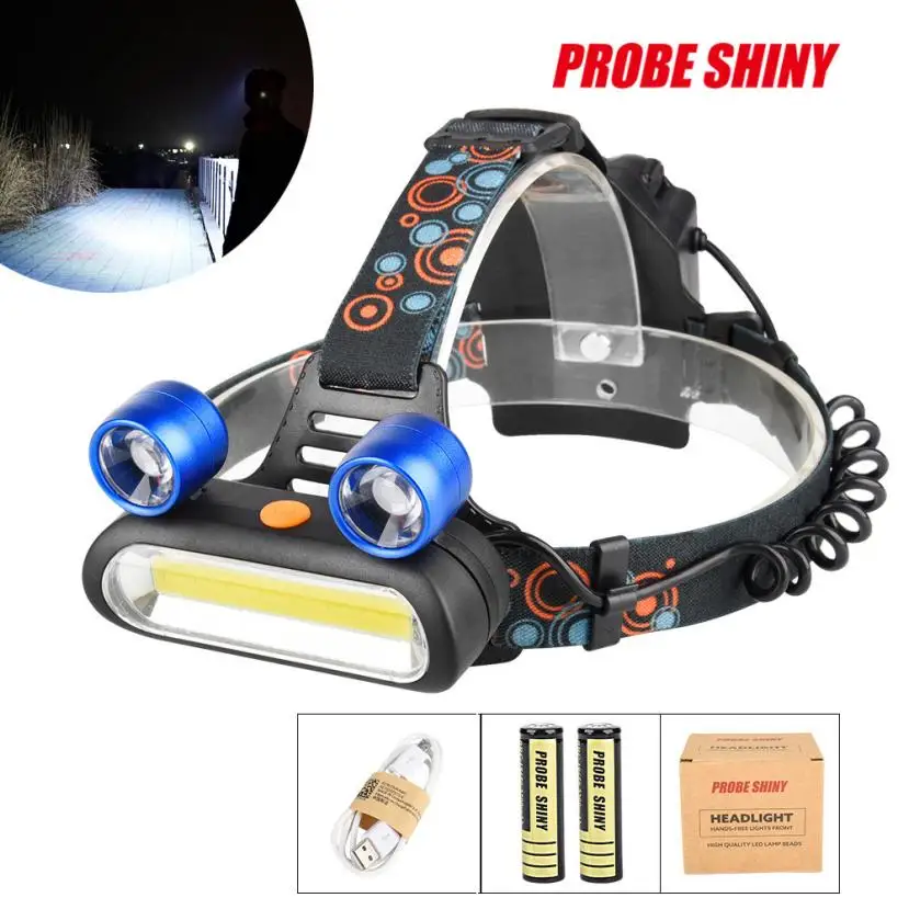 Discount 15000LM 2x XM-L T6 LED +COB Flashlight Rechargeable Without 18650 Headlamp Head Light Torch Set For Bike Accessories Outdoor P17 0