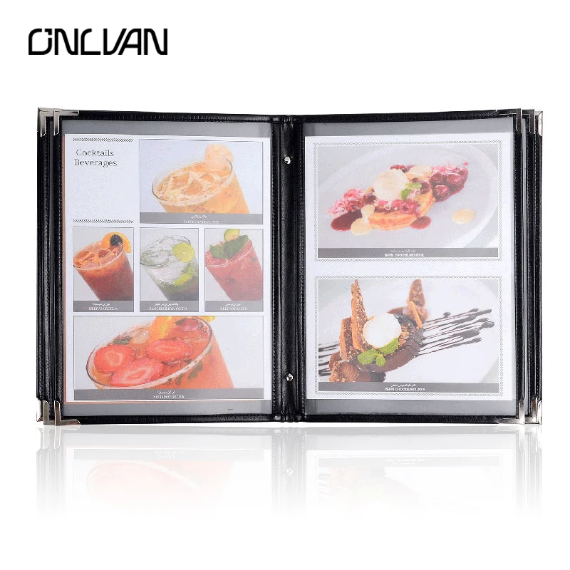 ONLVAN Restaurant Menu Covers PU Leather Menu Holders Luxury Coffee Bar
