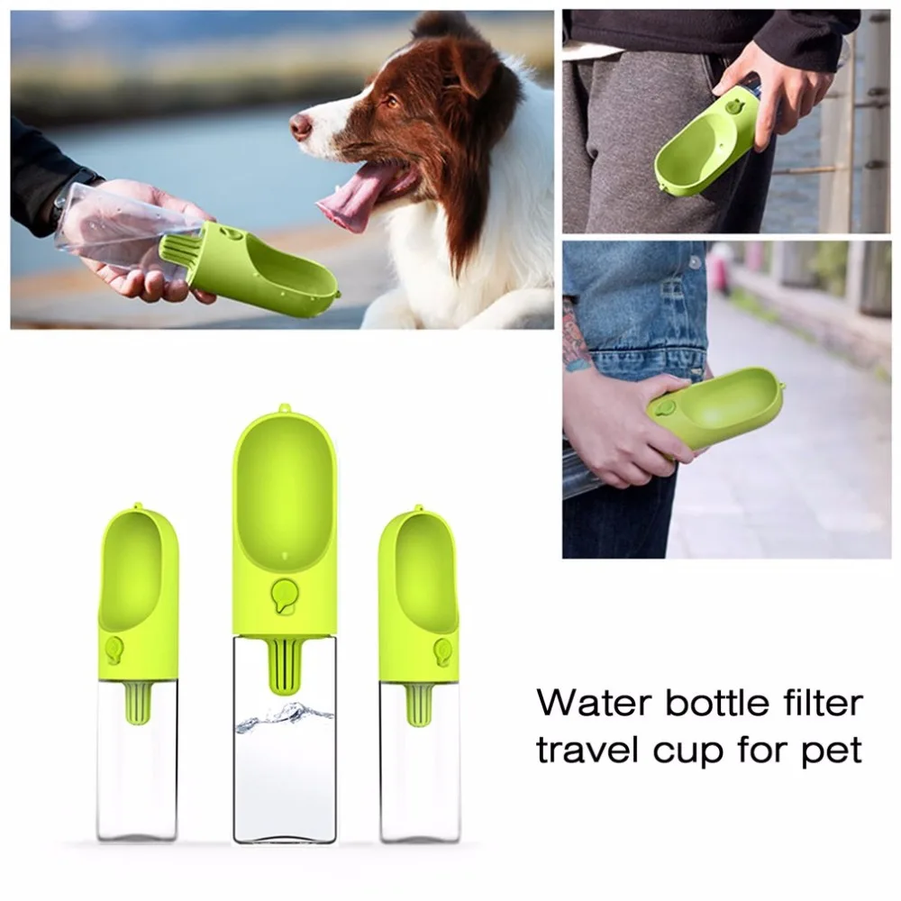 Nicrew 400 мл Pet портативный фильтр бутылки для путешествий питьевые чашки для собак и кошек Экологичные пластиковые кормушки для воды бутылки