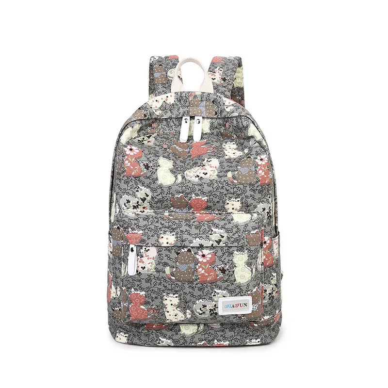 Дизайн, рюкзак с изображением кота и животных, школьная сумка для девочек-подростков, женский рюкзак, дорожная сумка, Большая вместительная сумка, детский рюкзак - Цвет: gray