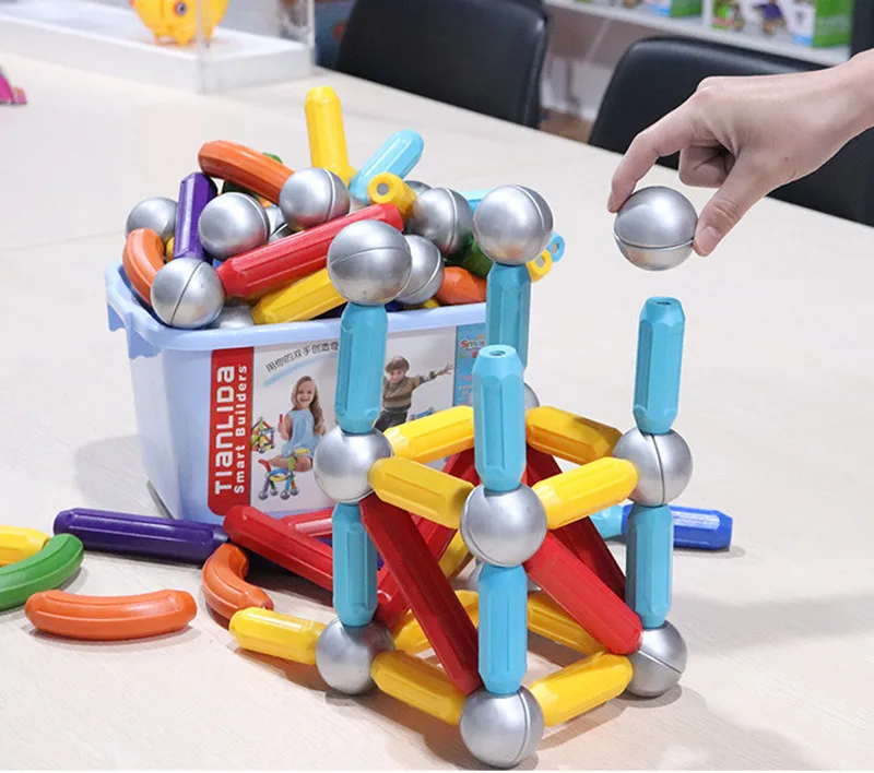 31 шт. магнитные блоки игрушки магнитные палочки металлические шарики Магнитный дизайнерский набор конструкторов игрушки для детей подарок