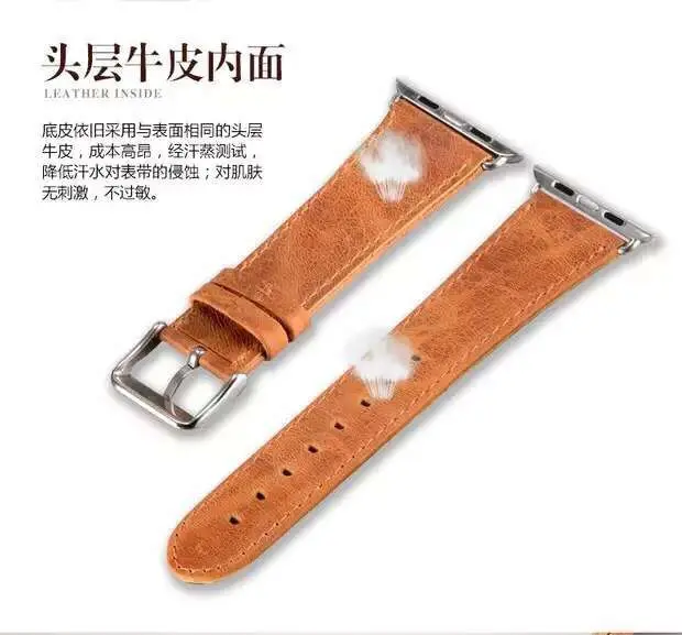 Series 4/3/2/1 2018 Crazy Horse Genuine Leather Magneic Buckle Loop strap for apple watch band 38mm 42mm 40mm 44mm